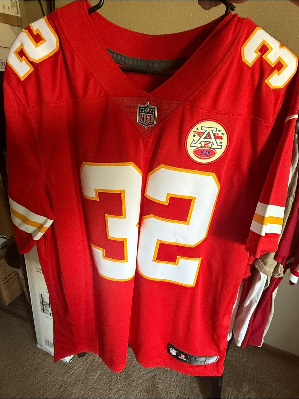 Nike Men's Red Kansas City Football Jersey #32 with White & Gold Accents